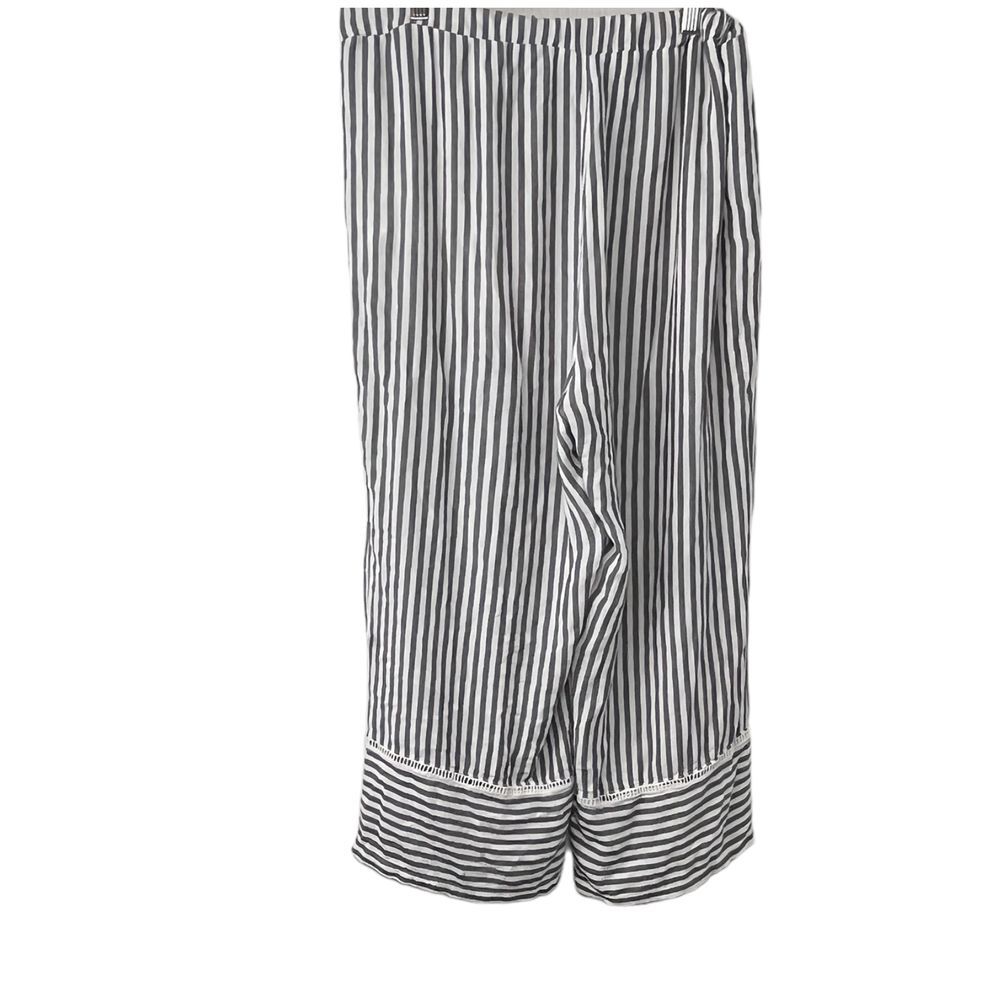 Aeropostal Women's Gray White Striped Wide-Leg Crop Pants Sz XL - Picture 6 of 8